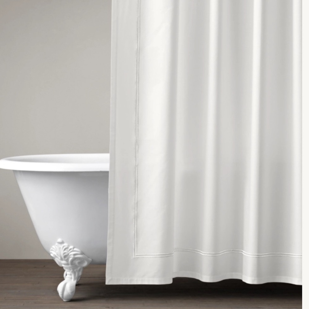 Restoration Hardware Italian White Hotel Satin Stitch Shower Curtain